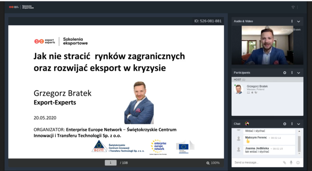 WEBINAR „Jak nie stracić rynków zagranicznych oraz rozwijać eksport w kryzysie“, Kielce